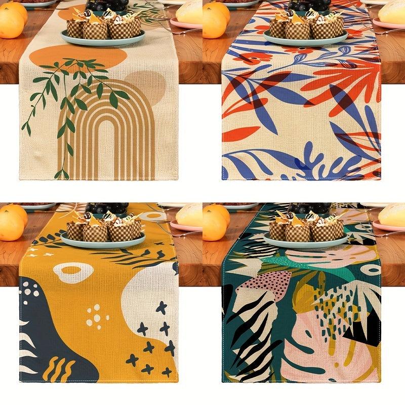 Bohemia Plant Table Runner Digital Printing Kitchen Dining Decoration
