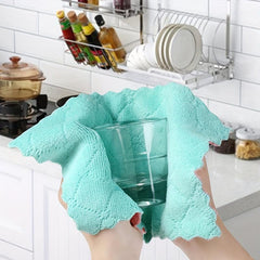 10pcs Coral Velvet Dish Towels Absorbent Nonstick Fast Drying Double Sided