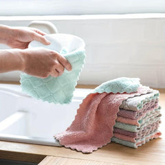 10pcs Coral Velvet Dish Towels Absorbent Nonstick Fast Drying Double Sided