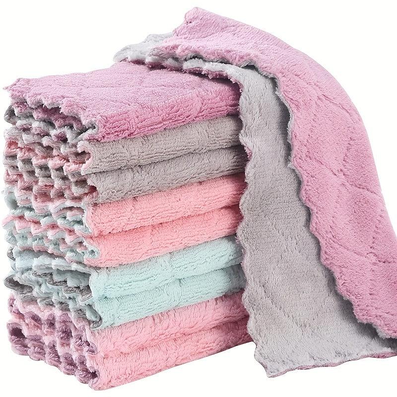 10pcs Coral Velvet Dish Towels Absorbent Nonstick Fast Drying Double Sided