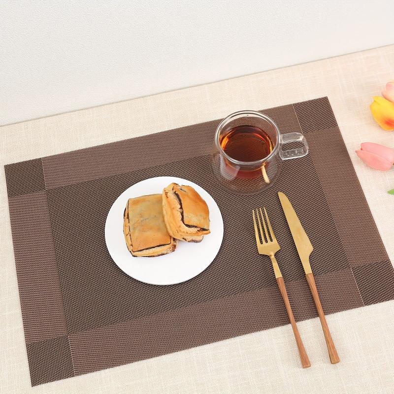 Vinyl Placemat Non Slip Washable Woven Place Pads Durable PVC Easy Cleaning