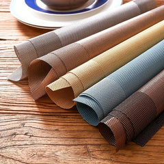 4pcs PVC Woven Placemats Washable Reusable Table Mats Heat Insulation Pads