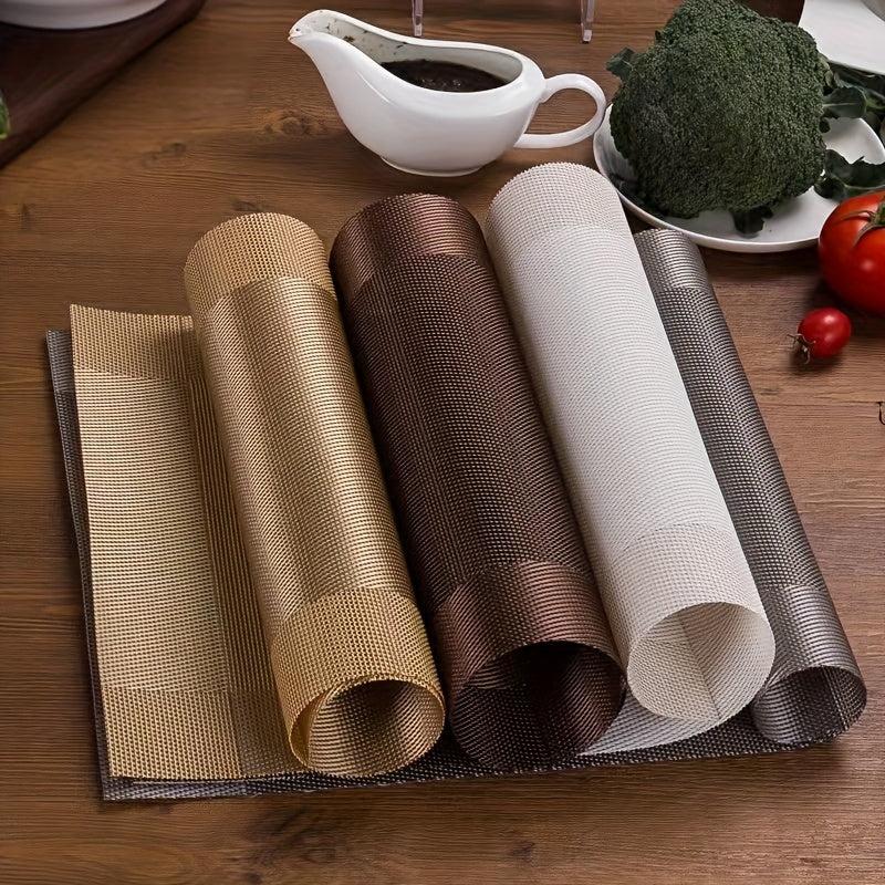 4pcs PVC Woven Placemats Washable Reusable Table Mats Heat Insulation Pads