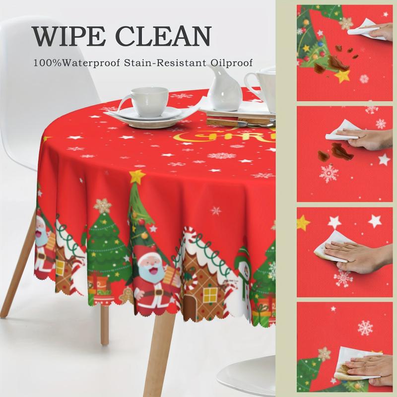 Christmas Tablecloth: Edge Embossing Process Print Table Cover
