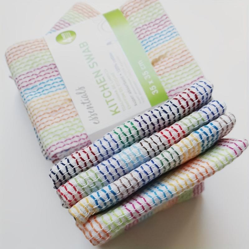 4pcs Cotton Dish Rag Striped Kitchen Tea Towel Absorbent Dish Cloth