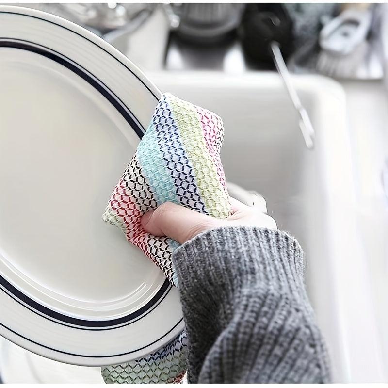 4pcs Cotton Dish Rag Striped Kitchen Tea Towel Absorbent Dish Cloth