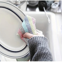 4pcs Cotton Dish Rag Striped Kitchen Tea Towel Absorbent Dish Cloth