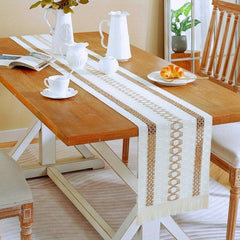 Rustic Linen Patchwork Table Runner for Home Decor and Parties