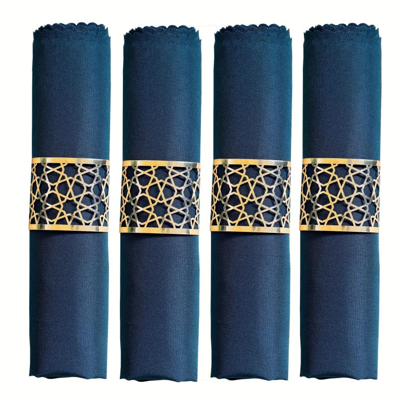 10pcs Golden Hollow Napkin Rings Sun Flower Octagonal Star Napkin Ring
