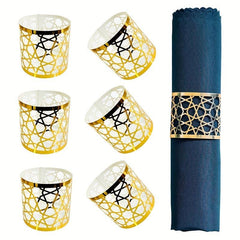 10pcs Golden Hollow Napkin Rings Sun Flower Octagonal Star Napkin Ring