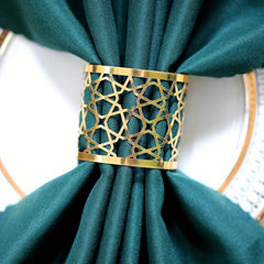 10pcs Golden Hollow Napkin Rings Sun Flower Octagonal Star Napkin Ring