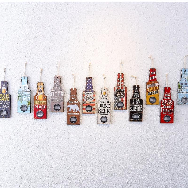 Beer Bottle Shaped Wooden Bottle Opener For Man Cave