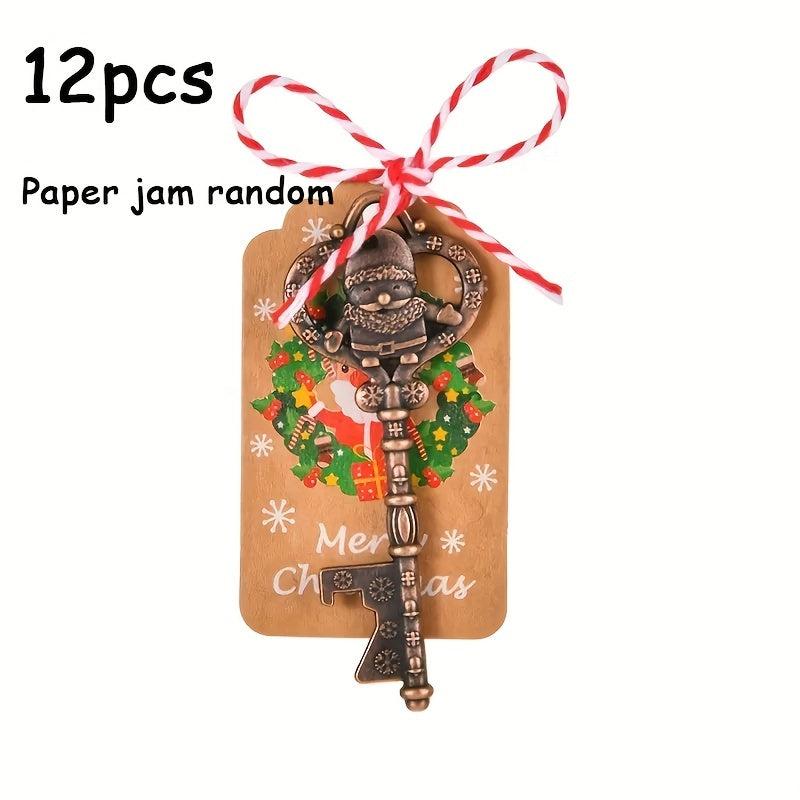 12pcs Santa Claus Skull Keys Bottle Opener Antique Copper Rustic Wedding Decor