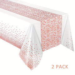 Golden Dot Pattern Plastic Tablecloth Heavy Duty Disposable Waterproof Table Cov