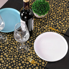 Golden Dot Pattern Plastic Tablecloth Heavy Duty Disposable Waterproof Table Cov