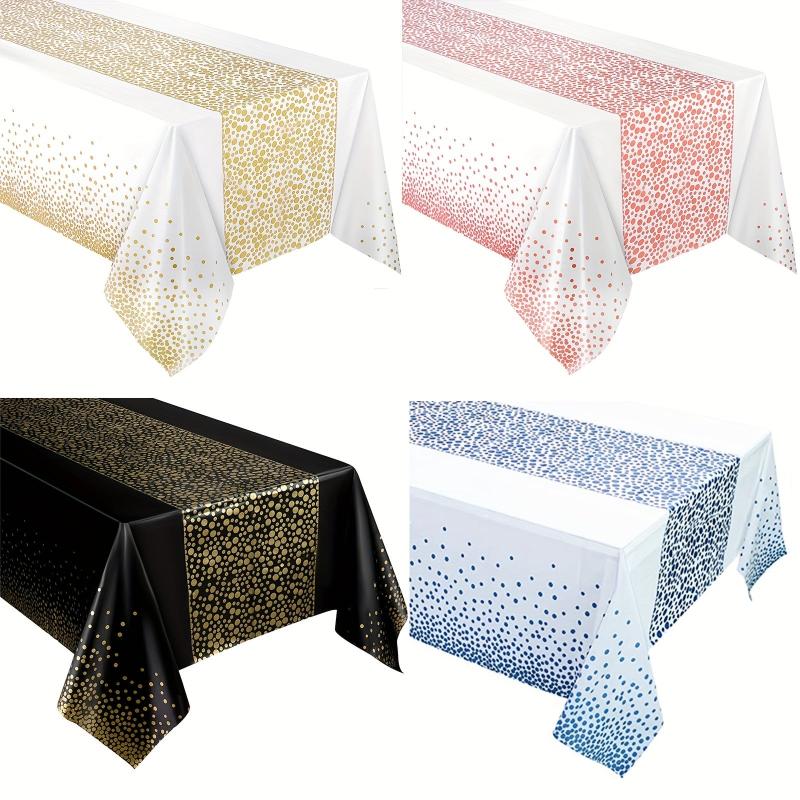 Golden Dot Pattern Plastic Tablecloth Heavy Duty Disposable Waterproof Table Cov
