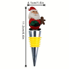 Gingerbread Santa Claus Wrap Wine Stopper - Stainless Steel Metal