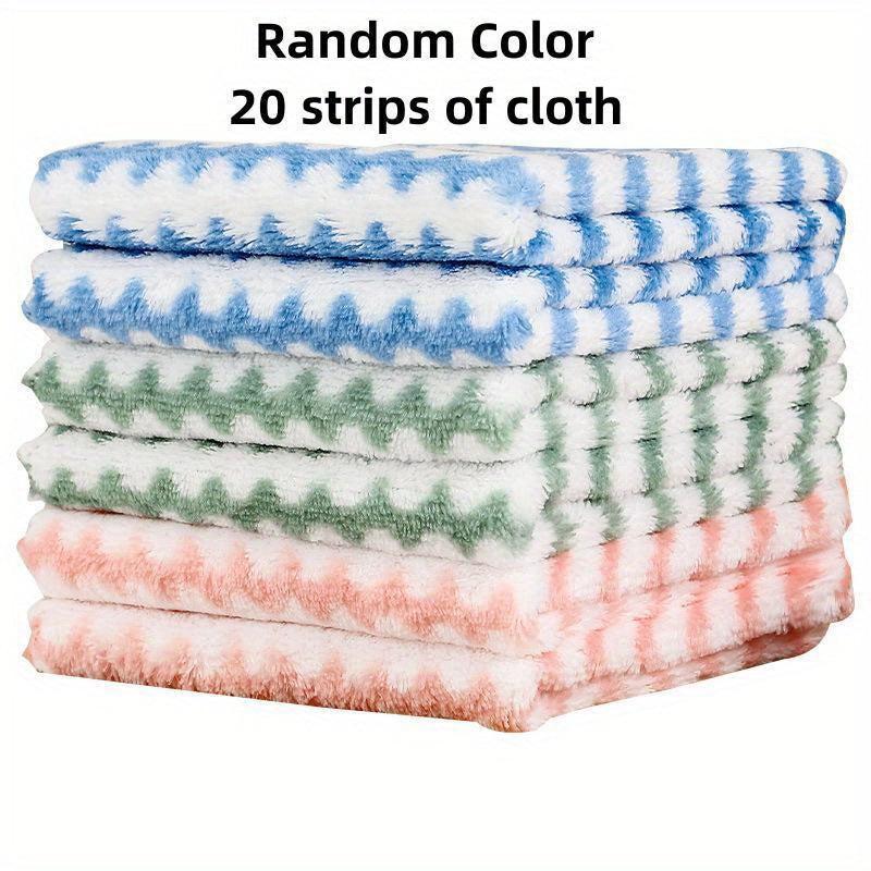 Set of Solid Dish Towels Coral Fleece Hand Towels Kitchen Cleaning Lazy Rag