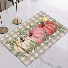 4pcs Fall Theme Linen Placemats Autumn Pumpkin Table Mats