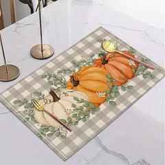 4pcs Fall Theme Linen Placemats Autumn Pumpkin Table Mats