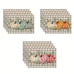 4pcs Fall Theme Linen Placemats Autumn Pumpkin Table Mats