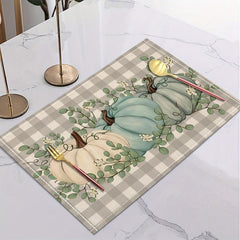 4pcs Fall Theme Linen Placemats Autumn Pumpkin Table Mats