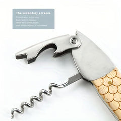 Fish Shape Wood Stainless Steel Wine Bottle Opener