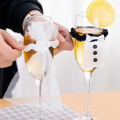 Wedding Table Decoration Bride Groom Costume Glasses DIY Sign