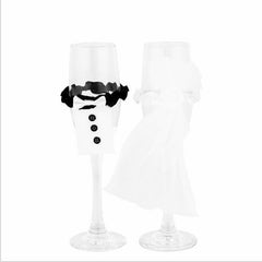 Wedding Table Decoration Bride Groom Costume Glasses DIY Sign