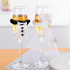 Wedding Table Decoration Bride Groom Costume Glasses DIY Sign