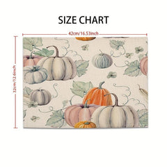 4pcs Pumpkin Vine Thanksgiving Print Linen Placemat Non-slip Heat Insulat