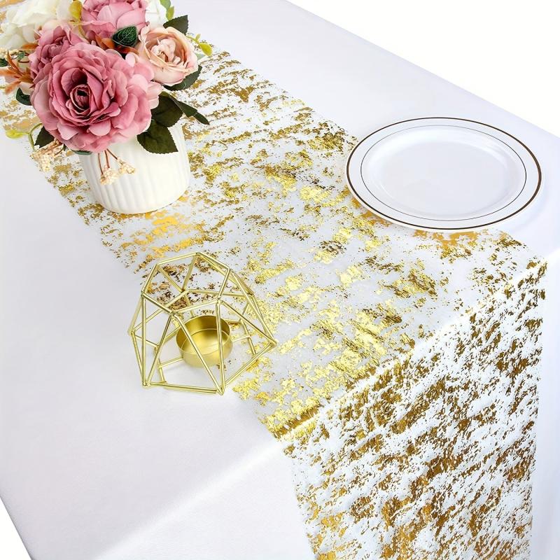 Boho Style Golden Table Runner for Weddings Bridal Baby Showers
