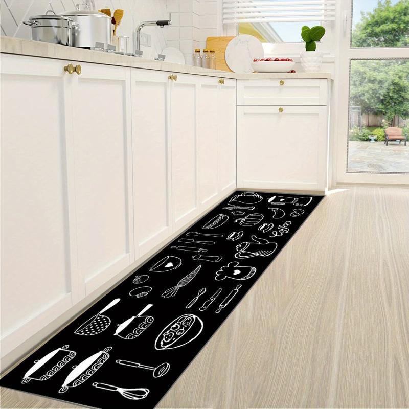 2pcs Anti Fatigue Kitchen Rugs Vintage Cookware Pattern Absorbent Non Slip