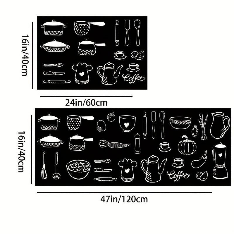 2pcs Anti Fatigue Kitchen Rugs Vintage Cookware Pattern Absorbent Non Slip