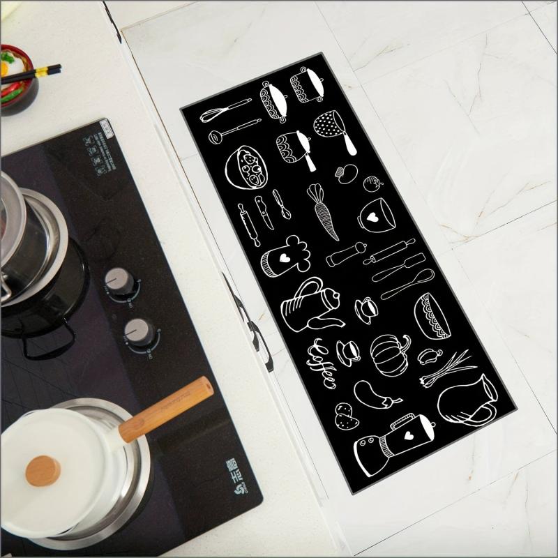 2pcs Anti Fatigue Kitchen Rugs Vintage Cookware Pattern Absorbent Non Slip