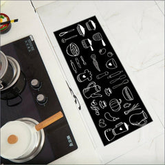 2pcs Anti Fatigue Kitchen Rugs Vintage Cookware Pattern Absorbent Non Slip
