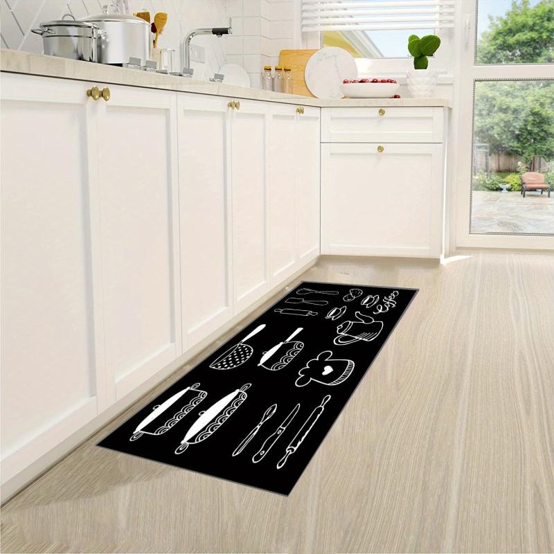 2pcs Anti Fatigue Kitchen Rugs Vintage Cookware Pattern Absorbent Non Slip