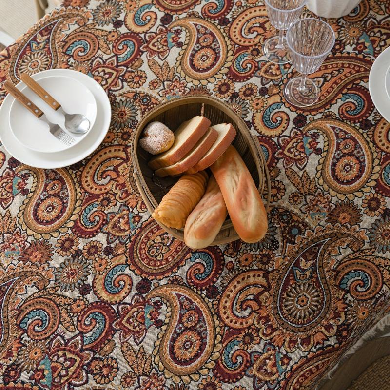 American Style Polycotton Tablecloth Cashew Flower Jacquard