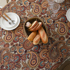 American Style Polycotton Tablecloth Cashew Flower Jacquard