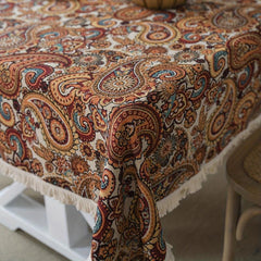 American Style Polycotton Tablecloth Cashew Flower Jacquard
