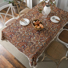 American Style Polycotton Tablecloth Cashew Flower Jacquard
