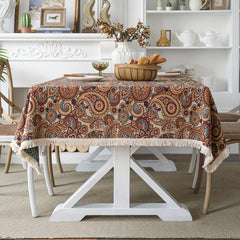 American Style Polycotton Tablecloth Cashew Flower Jacquard