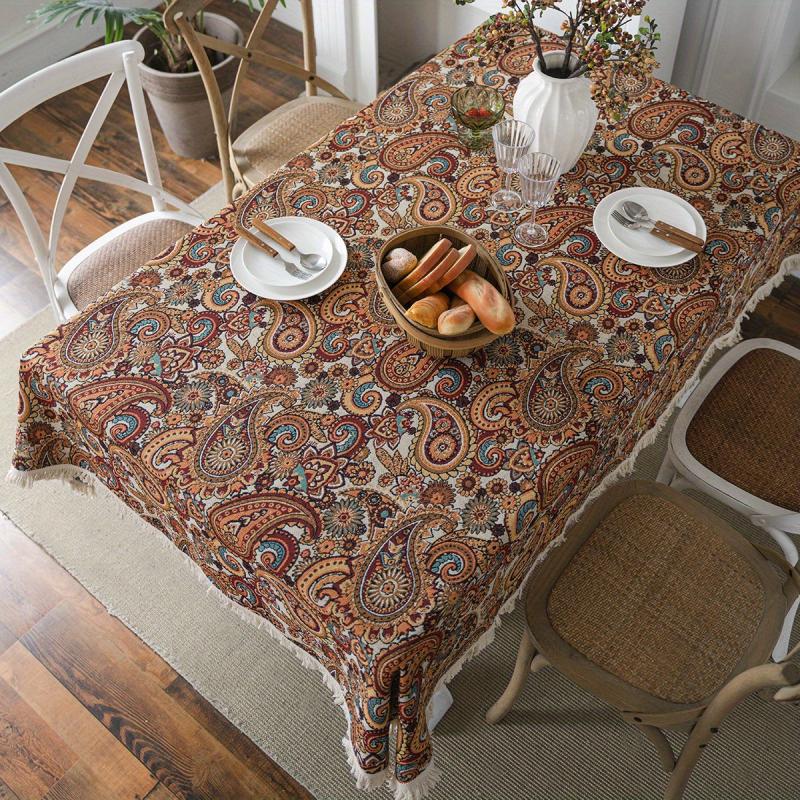 American Style Polycotton Tablecloth Cashew Flower Jacquard