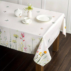 Butterfly & Floral Pattern Tablecloth, Stain Resistant Polyester Tablecloth