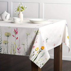 Butterfly & Floral Pattern Tablecloth, Stain Resistant Polyester Tablecloth