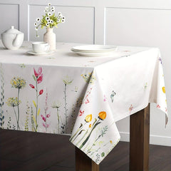 Butterfly & Floral Pattern Tablecloth, Stain Resistant Polyester Tablecloth