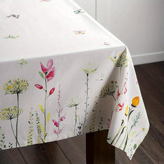 Butterfly & Floral Pattern Tablecloth, Stain Resistant Polyester Tablecloth