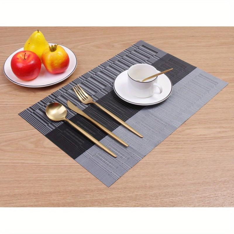 Striped Woven Placemats Set Washable Heat Insulation Pads Tabletop Protection