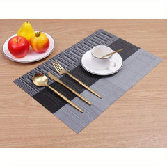 Striped Woven Placemats Set Washable Heat Insulation Pads Tabletop Protection