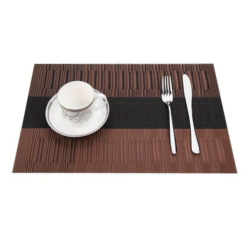Striped Woven Placemats Set Washable Heat Insulation Pads Tabletop Protection